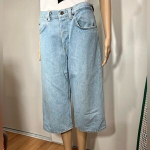 Dolce & Gabbana wide leg high rise denim jean capris long board shorts size 34”